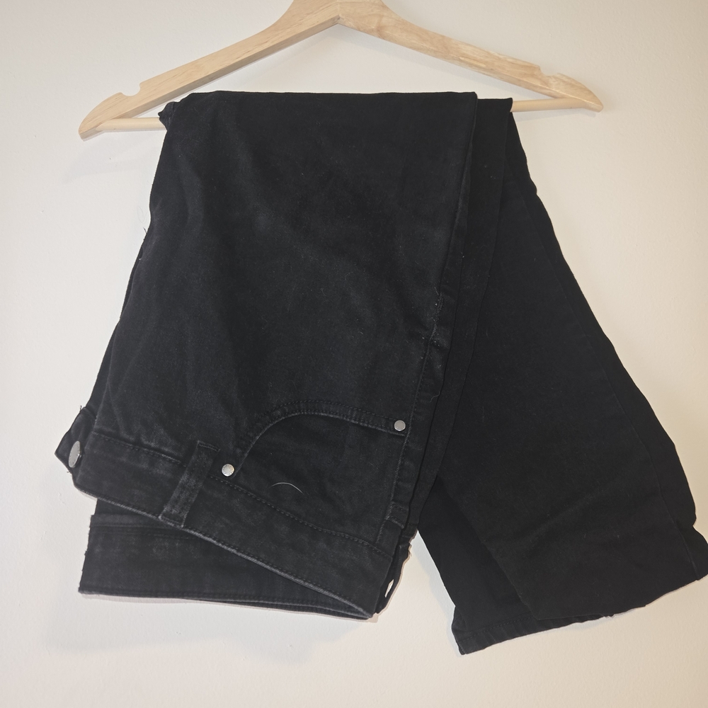 Universal Standard Black Jeans with Burgundy Interior Accent